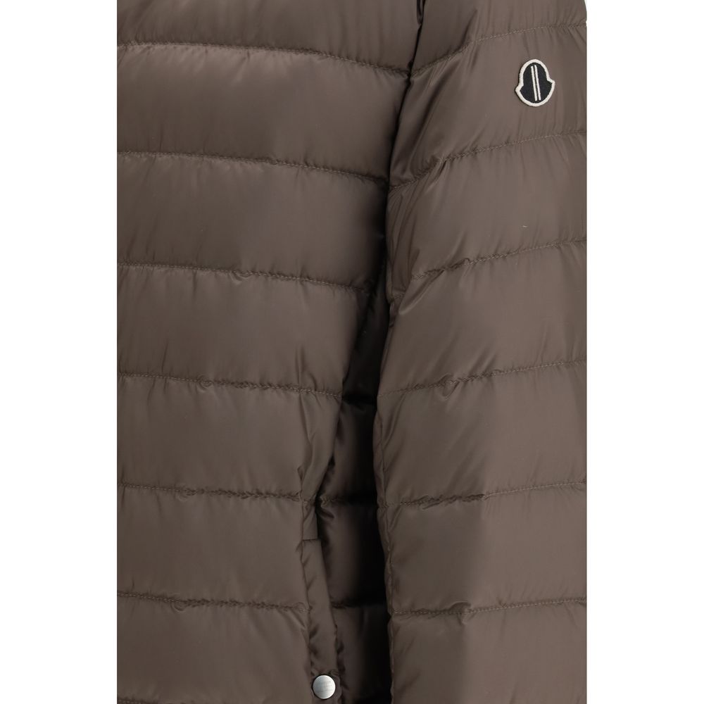 Braune Daunenbomberjacke mit Wollbesatz