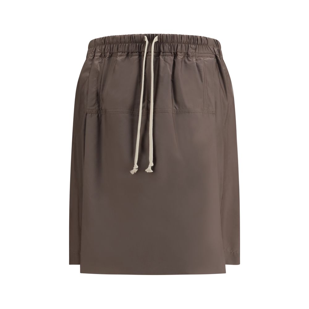 Brown Synthetic Kilt-Style Bermuda Shorts