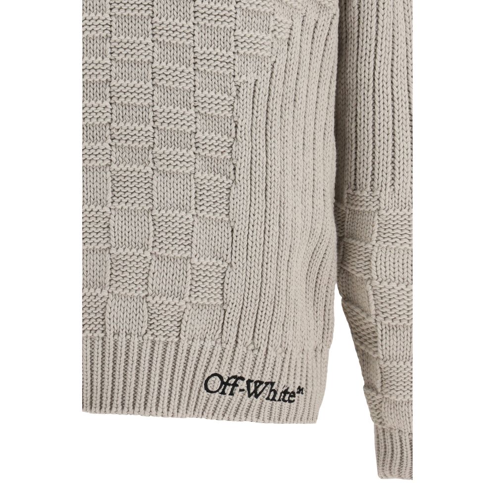 Beige Cotton Crew Neck Sweater with Logo Detail