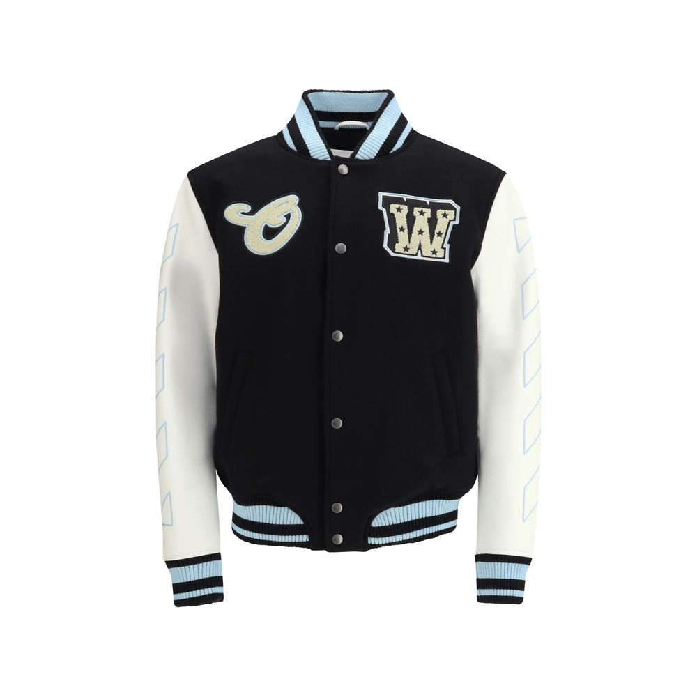 Schwarze Bomberjacke „Aries“ aus Wolle und Leder