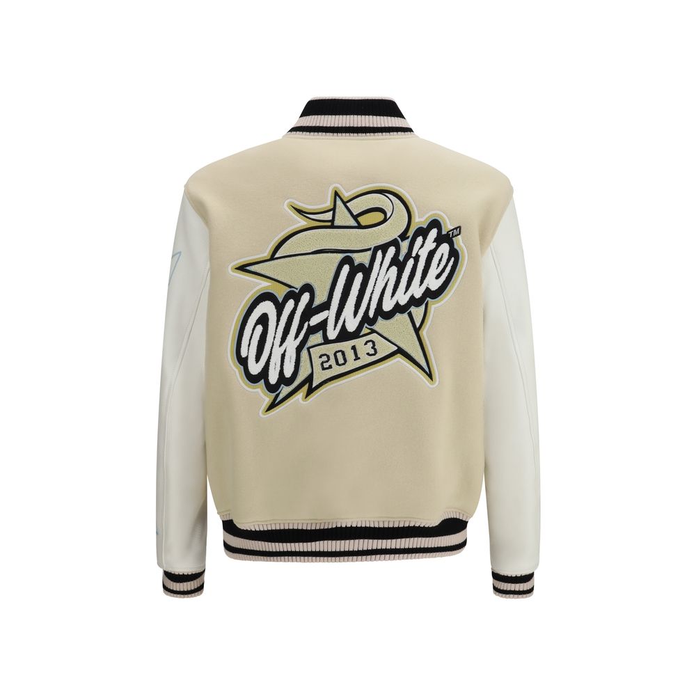 Beige Aries Bomberjacke aus Wolle und Leder