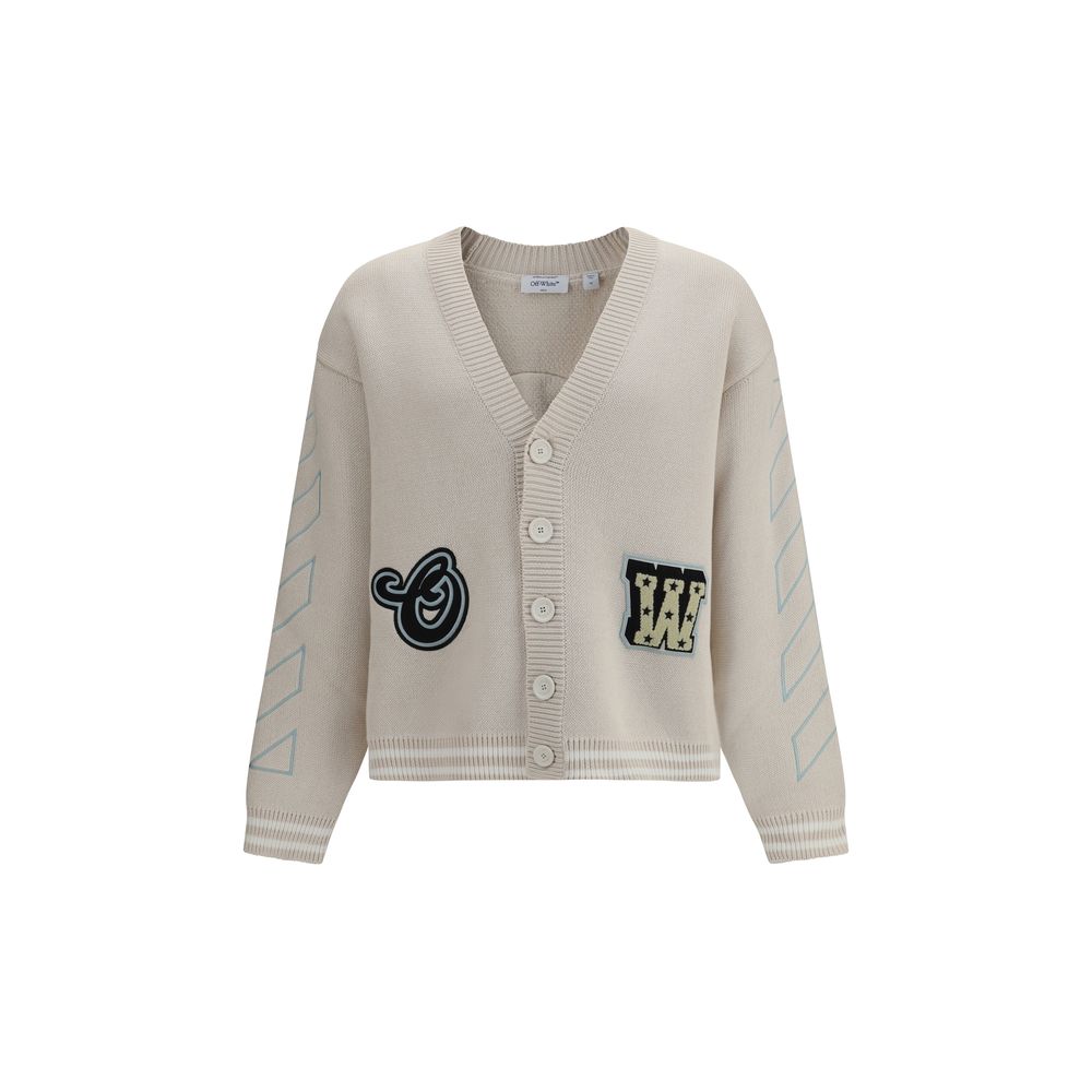Beige College-Strickjacke aus Baumwolle mit Stern-Logo