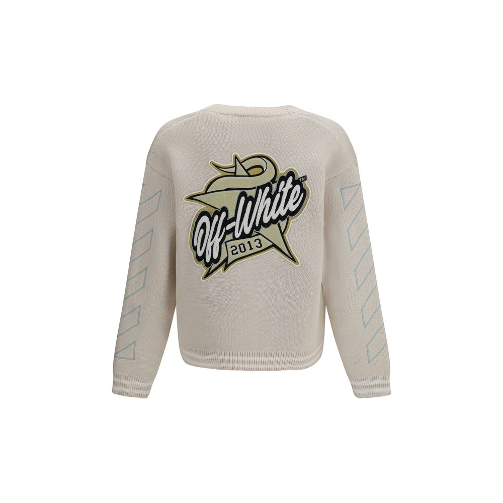 Beige College-Strickjacke aus Baumwolle mit Stern-Logo