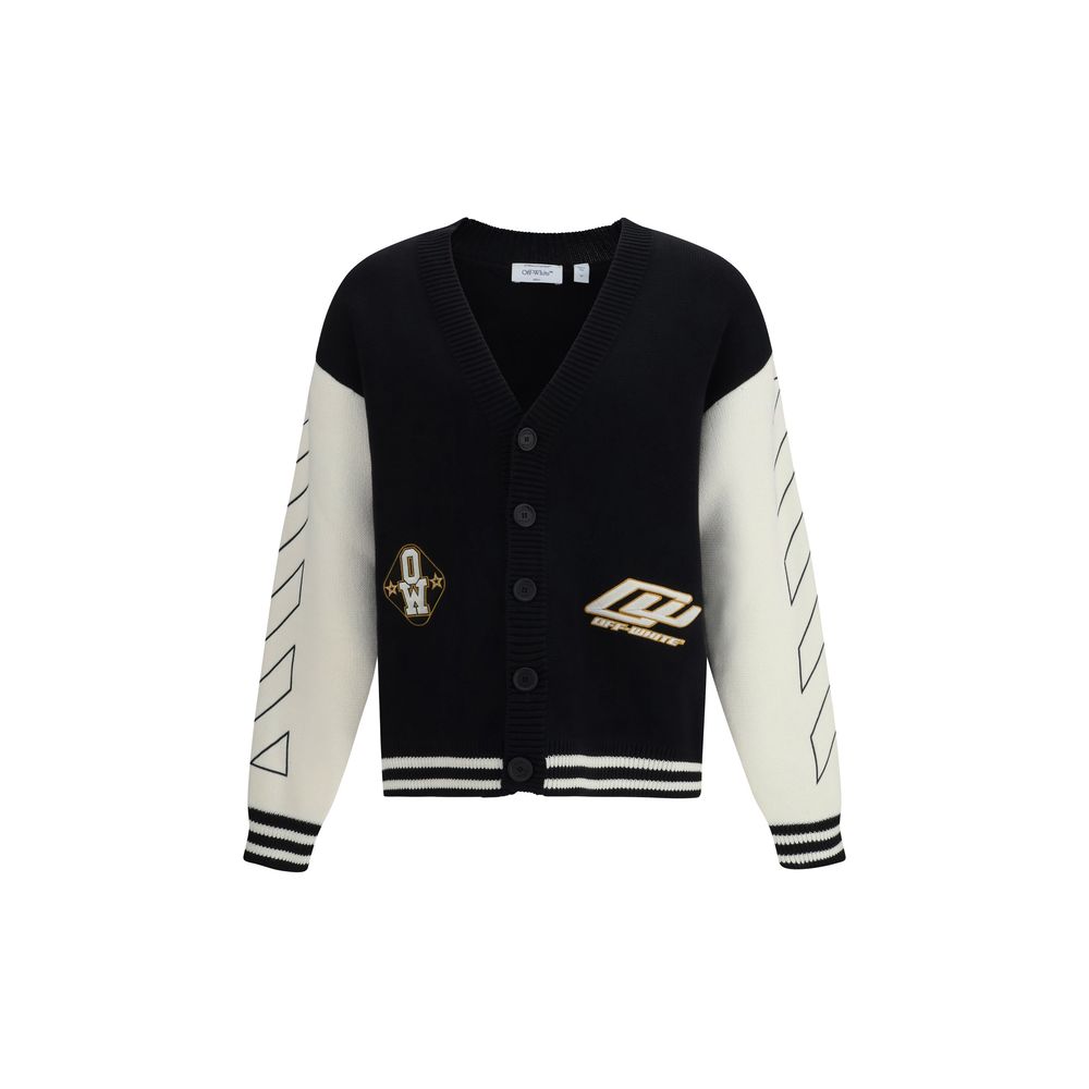 Schwarze Baumwoll-College-Strickjacke mit Stern-Logo