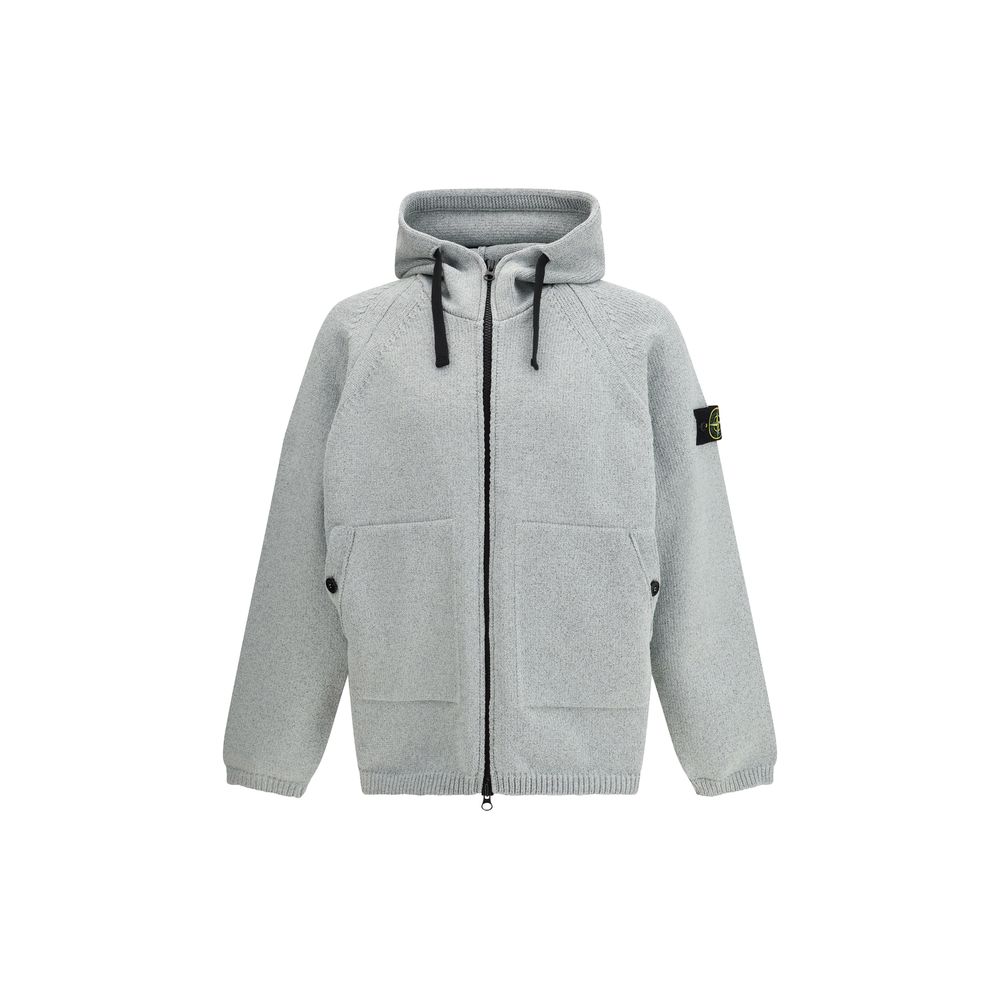 Gray Synthetic Oversized Hooded Sweatshirt by Stone Island