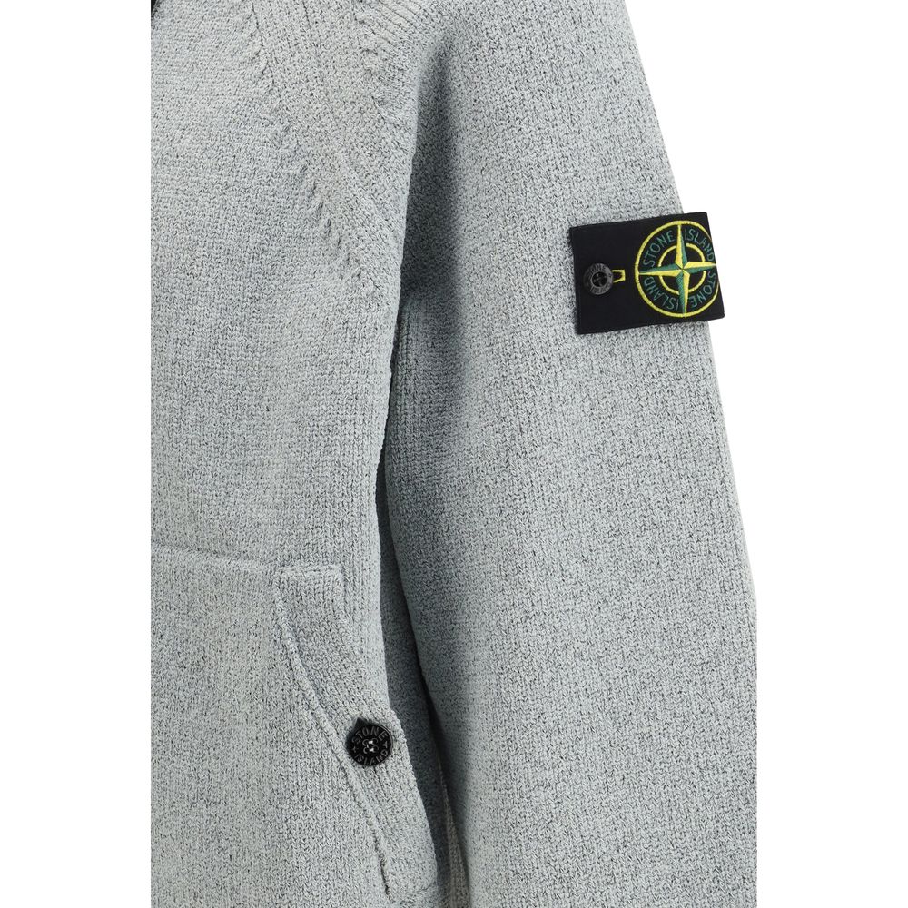 Graues synthetisches Oversize-Kapuzensweatshirt von Stone Island
