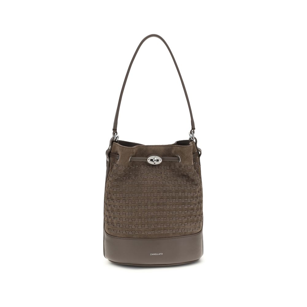 Brown Leather Mondà Bucket Bag