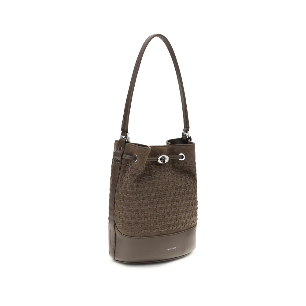Brown Leather Mondà Bucket Bag