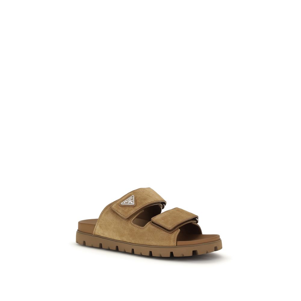 Brown Leather Strap-On Sandals with Adjustable Straps