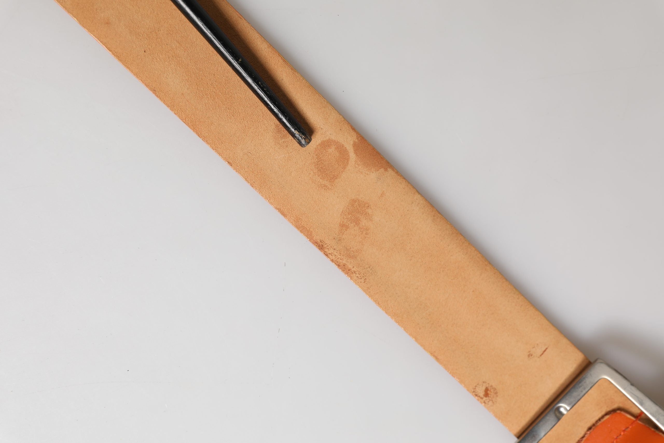 Orange Leather Belt with Silver Buckle by ETRO