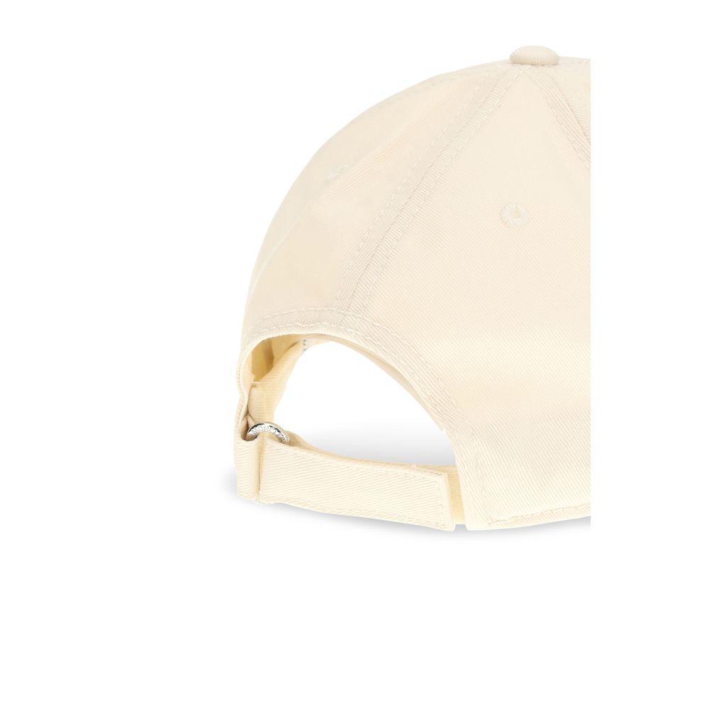 Beige Baseballkappe aus Baumwolle mit Logo-Patch