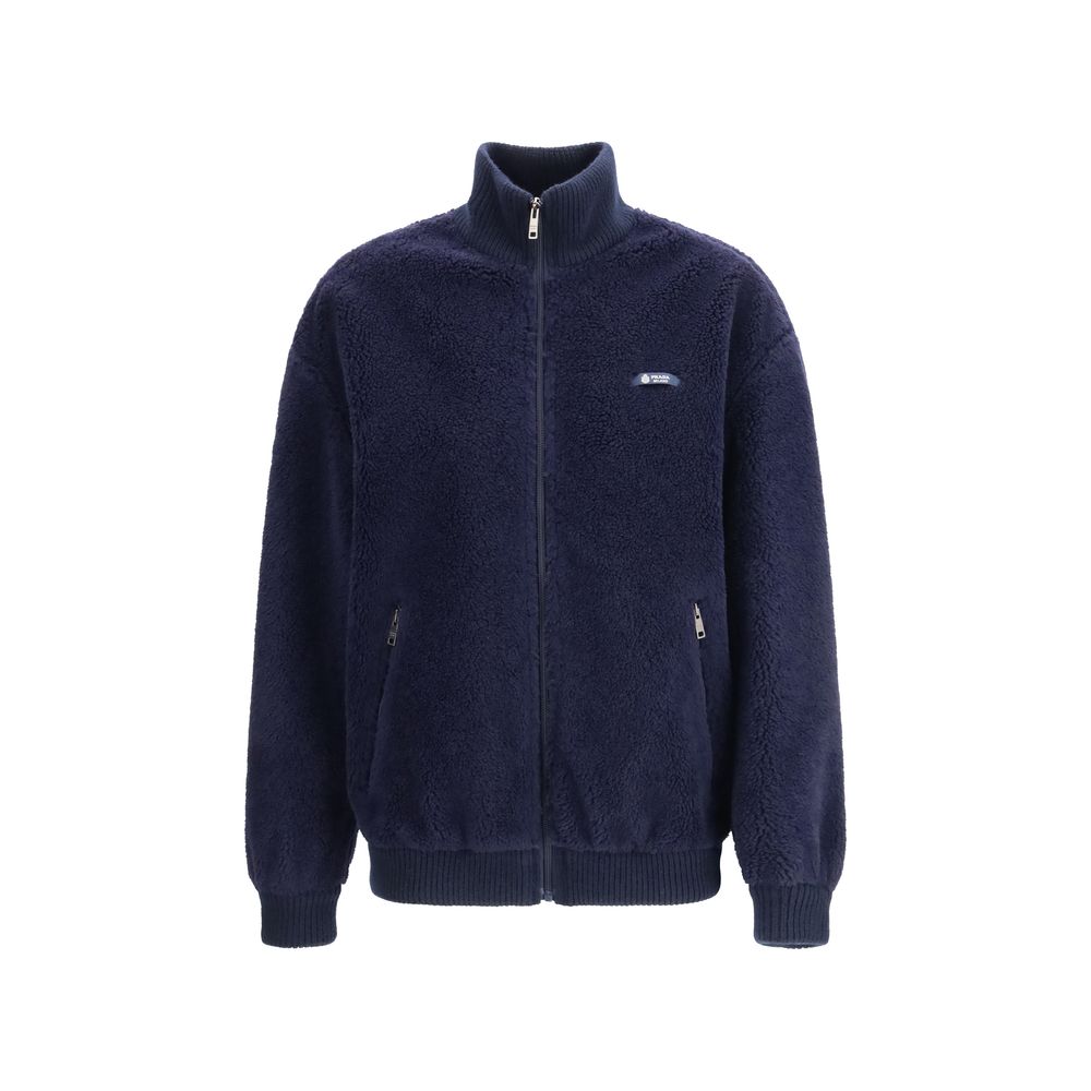 Blue Synthetic Full-Length Fleece Jacket