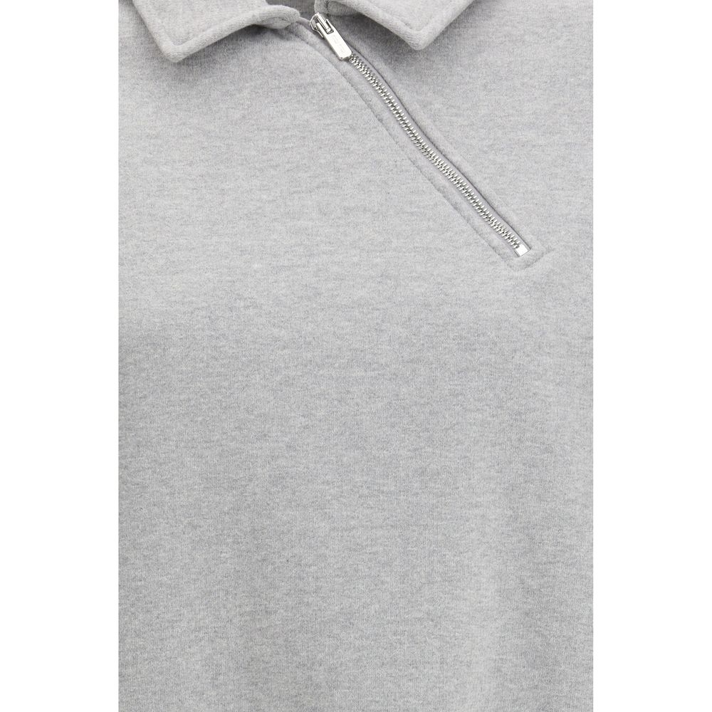 Gray Cotton Sweatshirt with Side Zip Closure