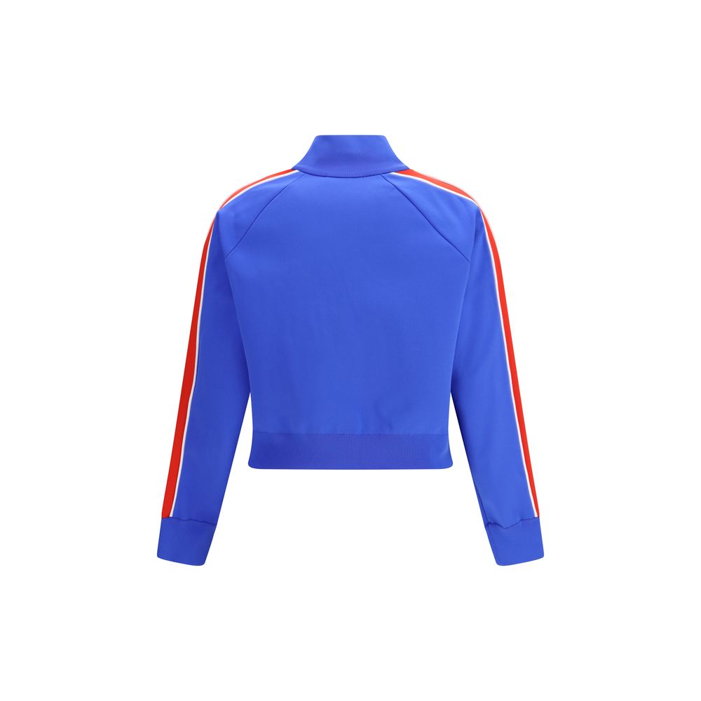 Blaues Kapuzensweatshirt aus Synthetik mit Reißverschluss und Logodetail