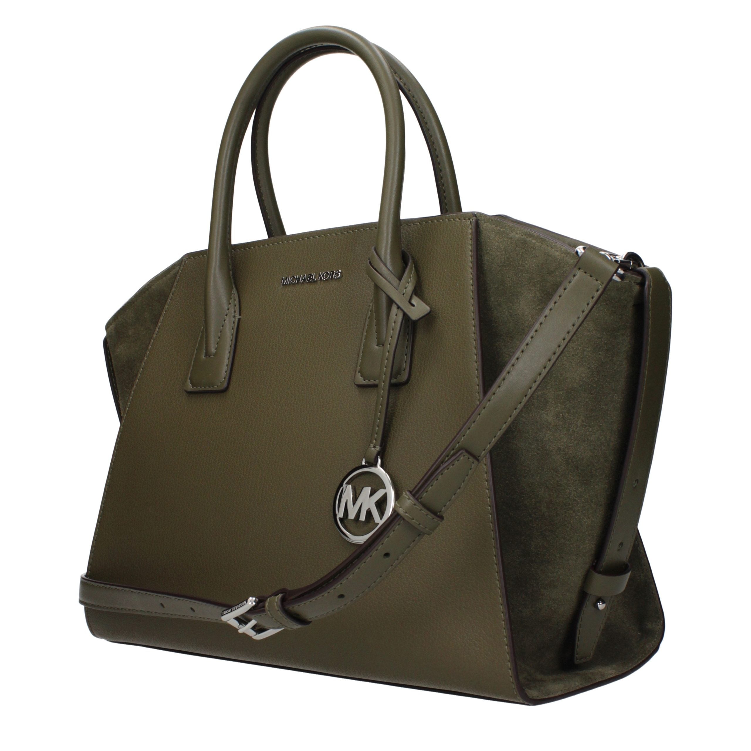Green Leather Handbag with Adjustable Straps by Michael Kors