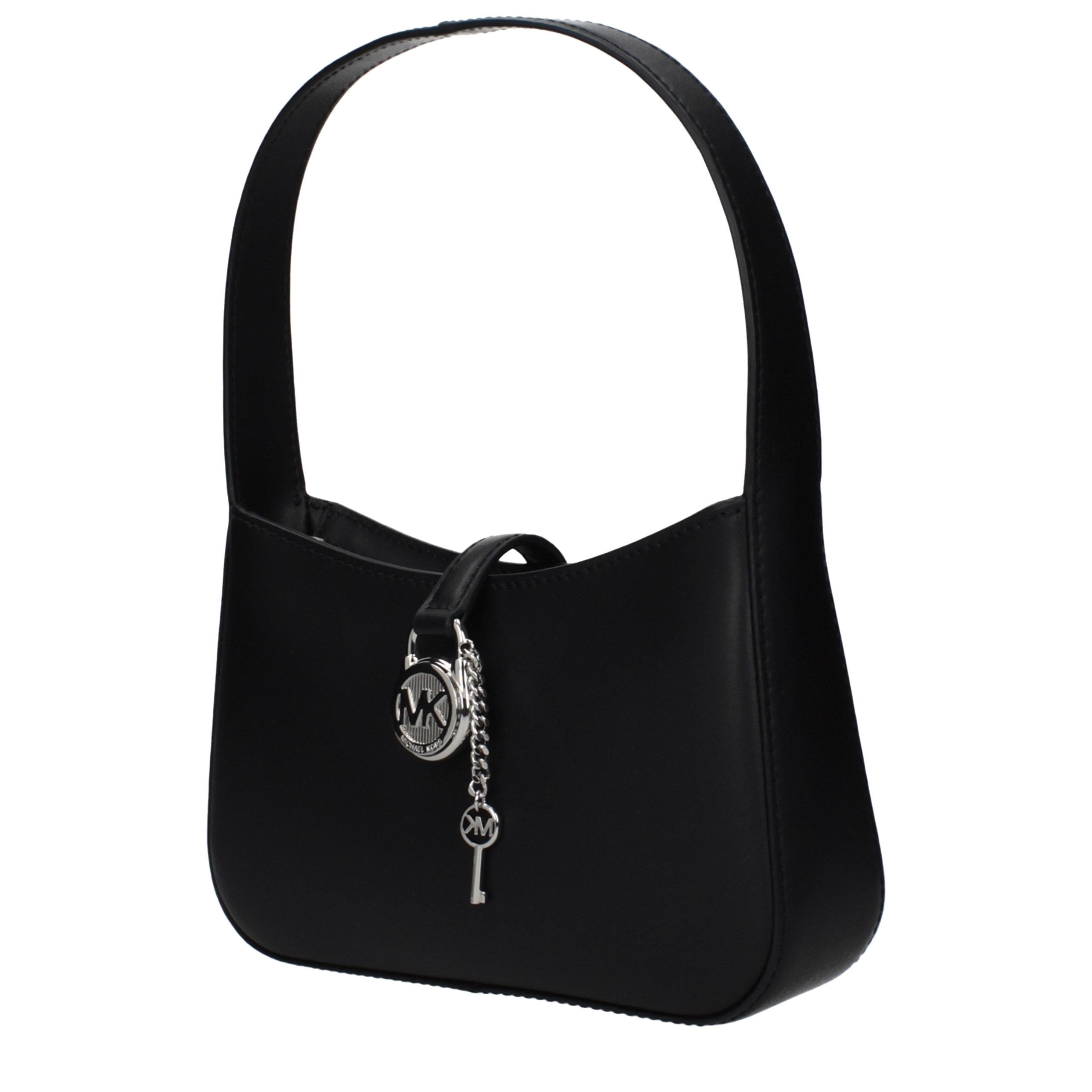 Schwarze Lederhandtasche mit Logo-Detail auf der Vorderseite