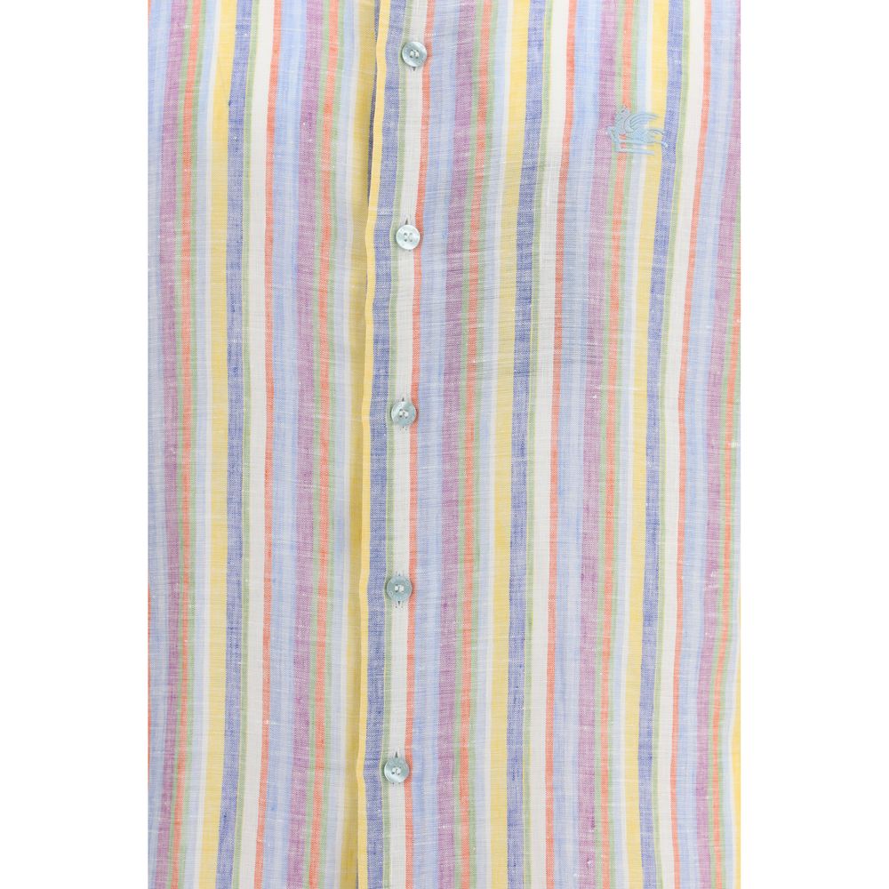 Multicolor Linen Shirt with Striped Design
