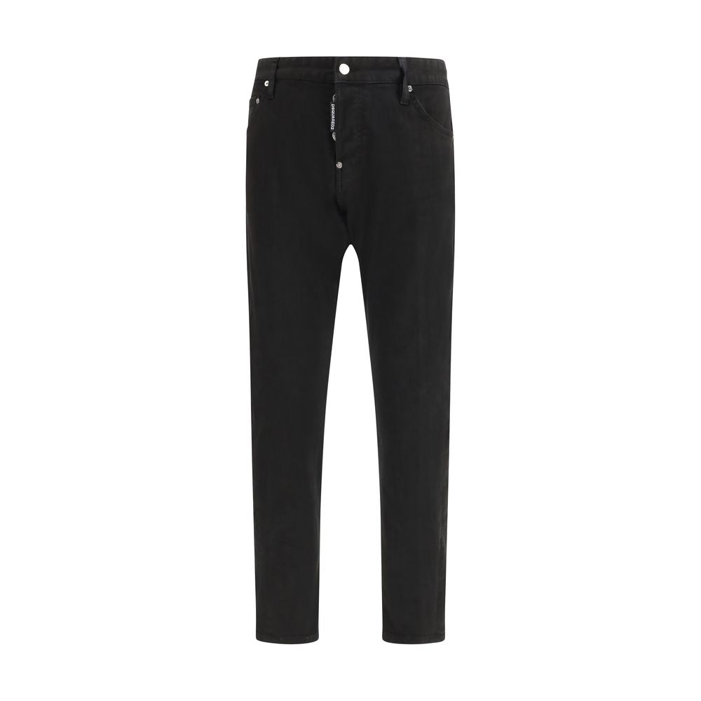 Schwarze Slim-Twist-Jeans aus Baumwolle
