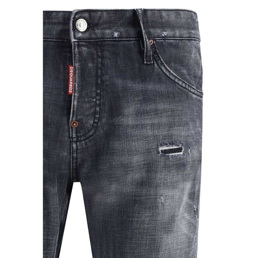 Black Cotton Slim Fit Jeans by Dsquared2