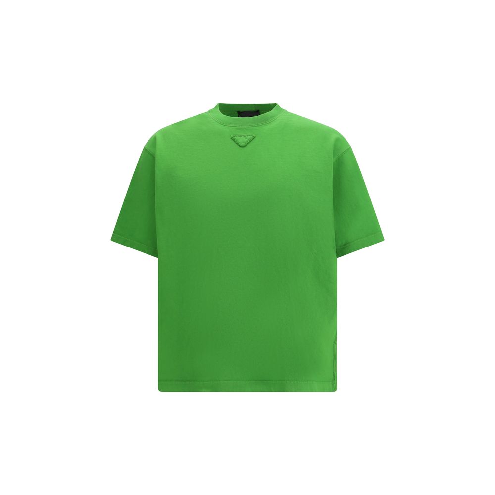 Zweifarbiges Baumwoll-T-Shirt mit Signature-Aufnäher