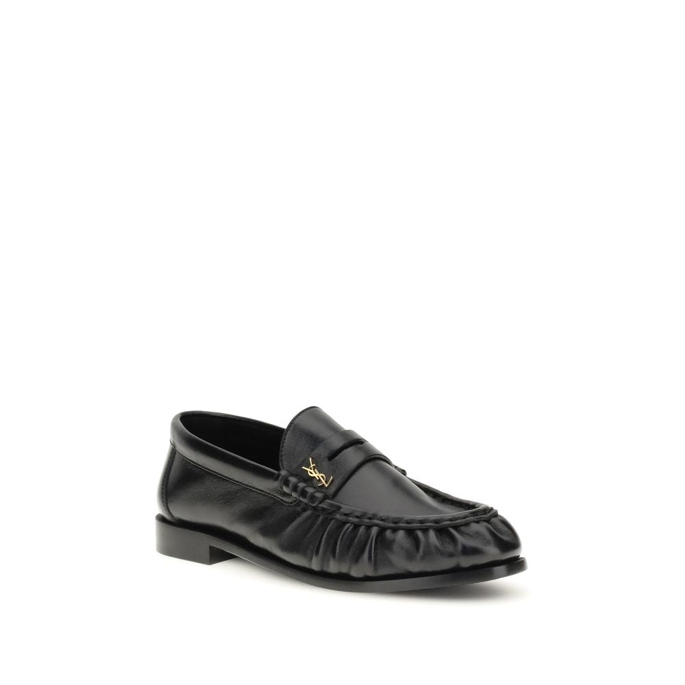 Saint Laurent Black Lamb Slip-On Loafers