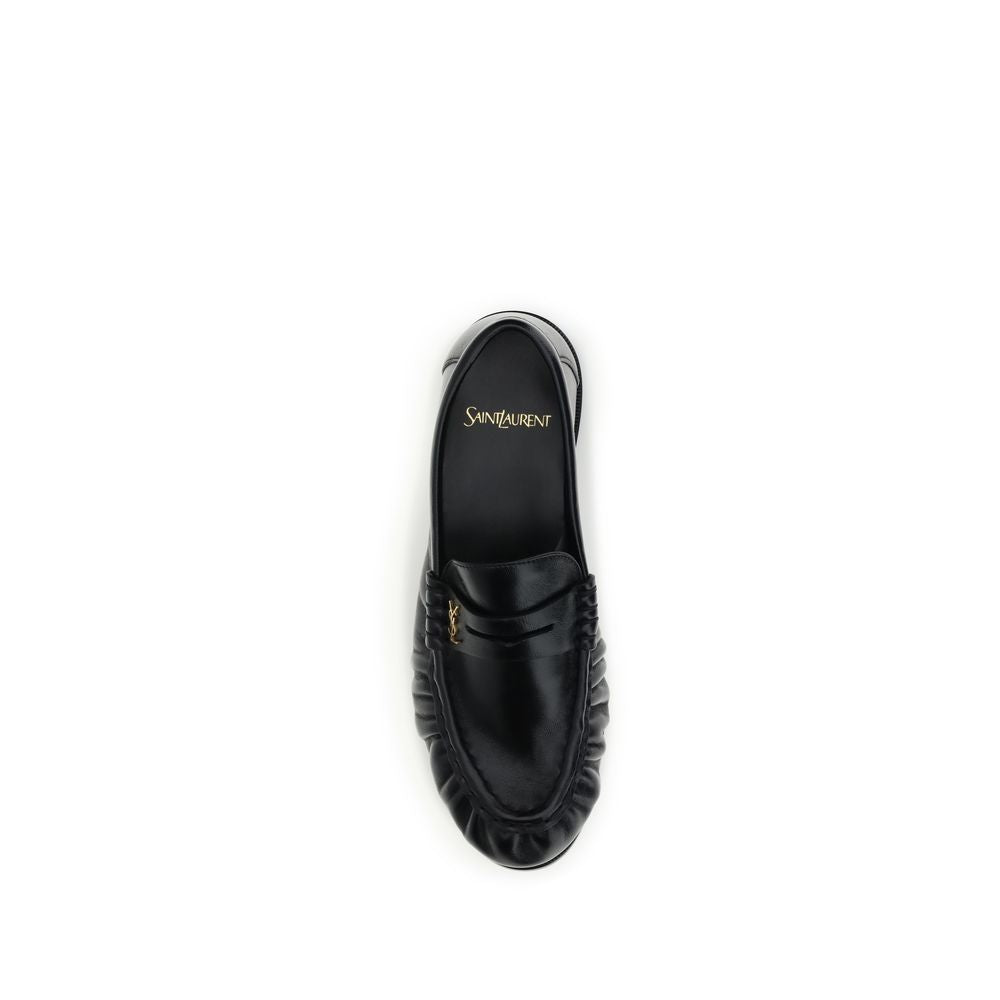 Saint Laurent Black Lamb Slip-On Loafers