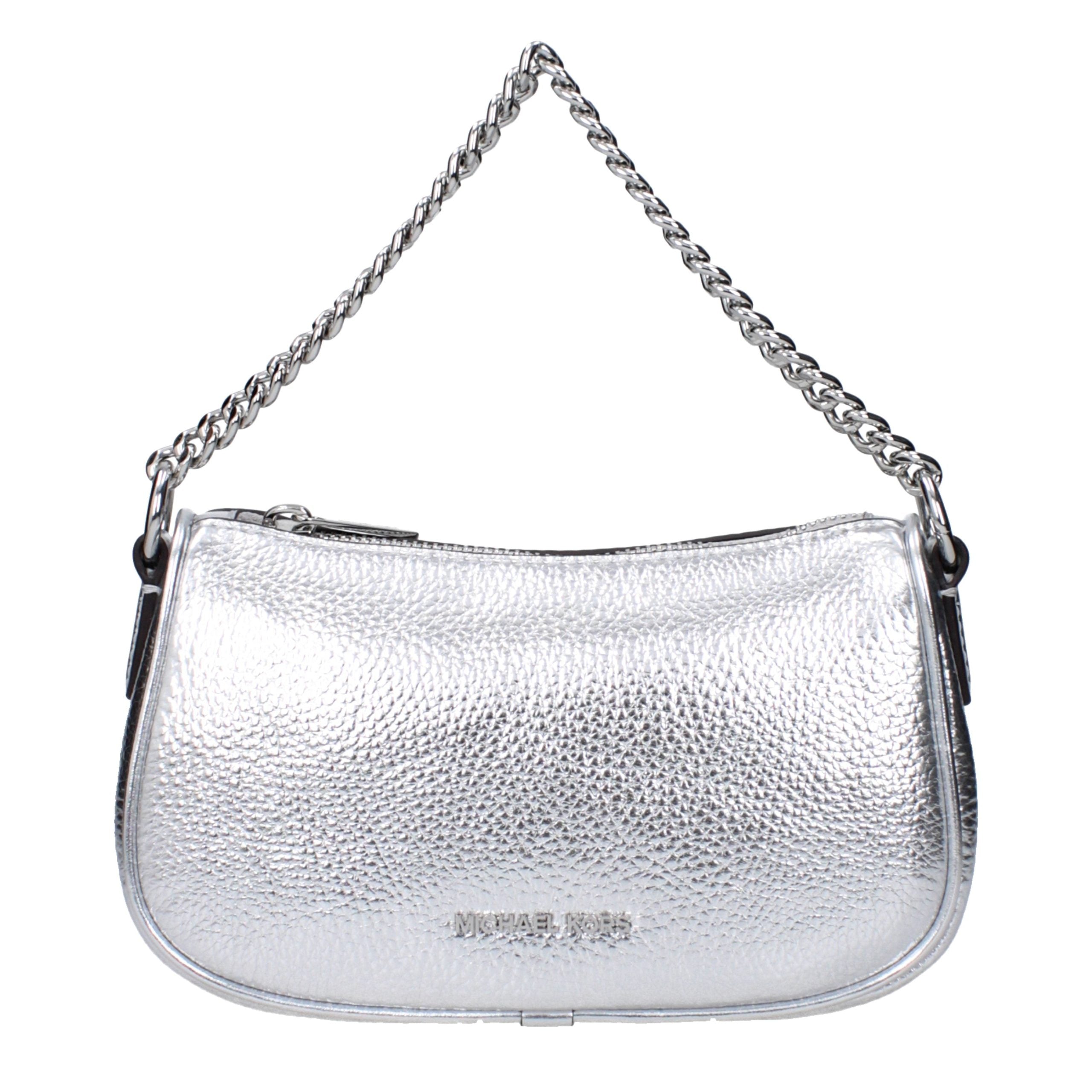 Silver Leather Handbag with Adjustable Shoulder Strap by Michael Kors
