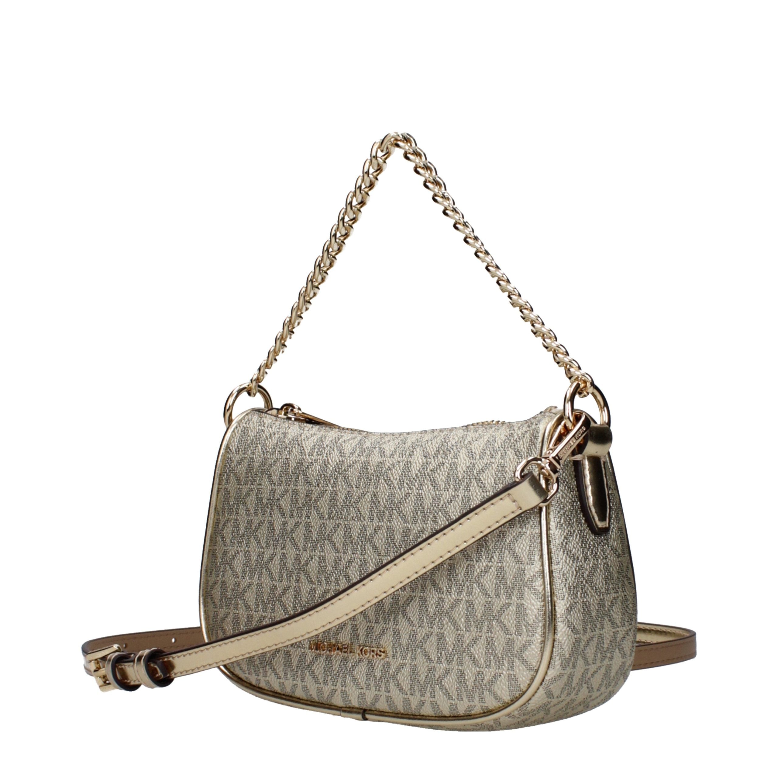 Gold Synthetic Handbag with Adjustable Shoulder Strap