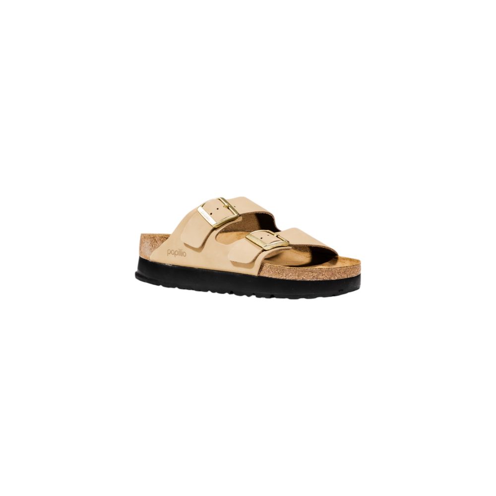 Beige Plateau-Sandalen aus Synthetik mit verstellbaren Riemen