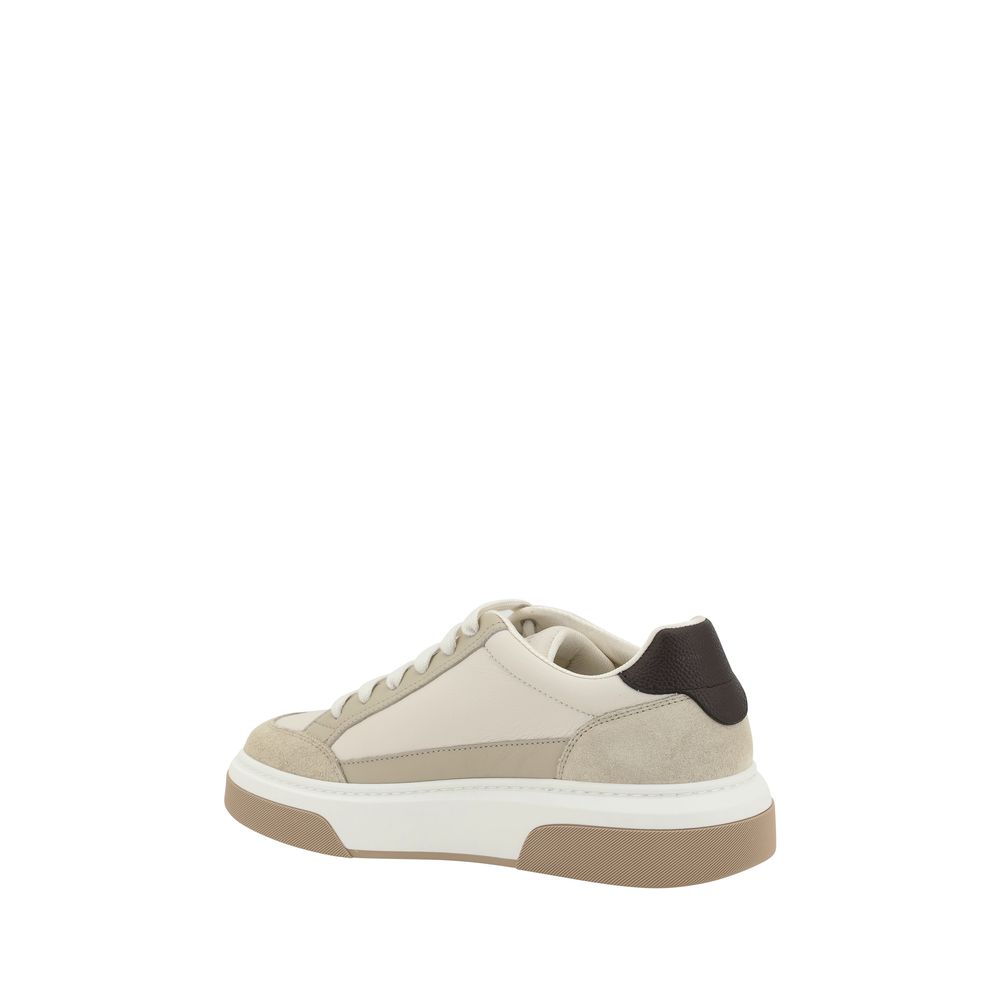 Multicolor Leather Platform Sneakers with Gancini Detail