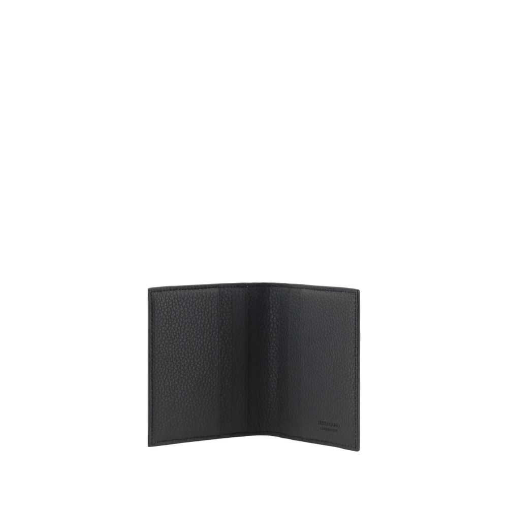 Black Leather Bifold Wallet with Embossed Logo