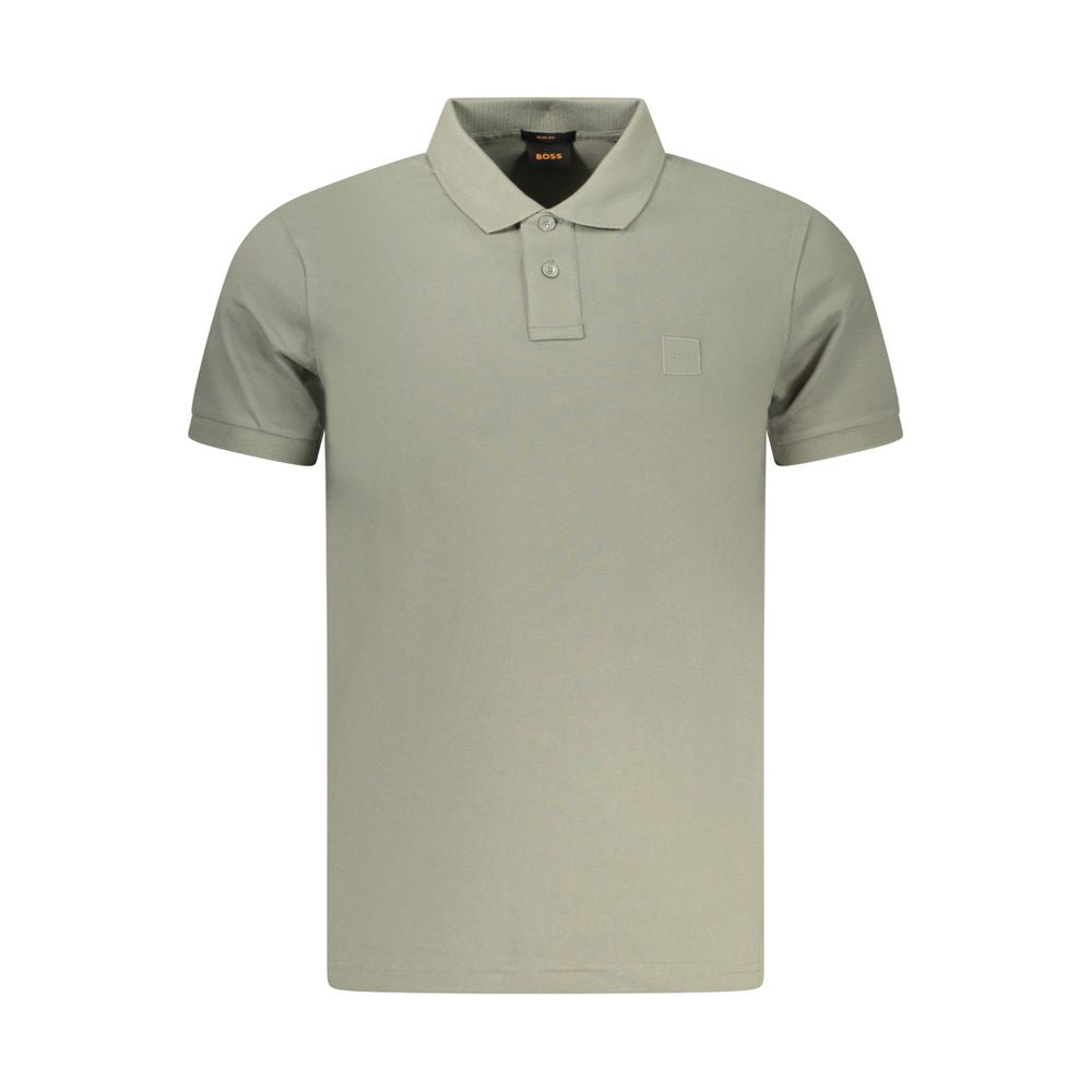 Beige Cotton Polo Shirt with Embroidery