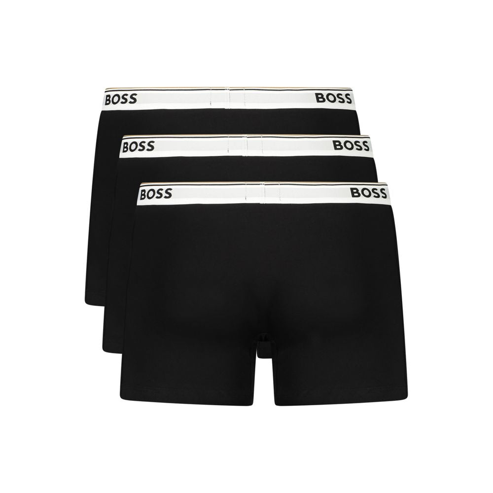 Black Cotton Boxer with Logo Waistband
