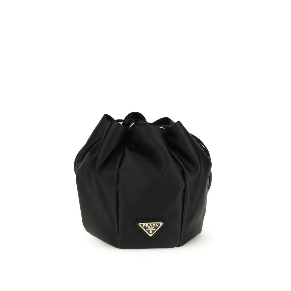 Black Satin Pouch with Gold Hardware