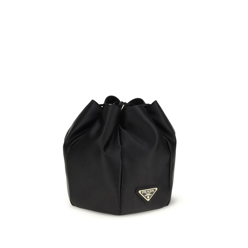 Black Satin Pouch with Gold Hardware