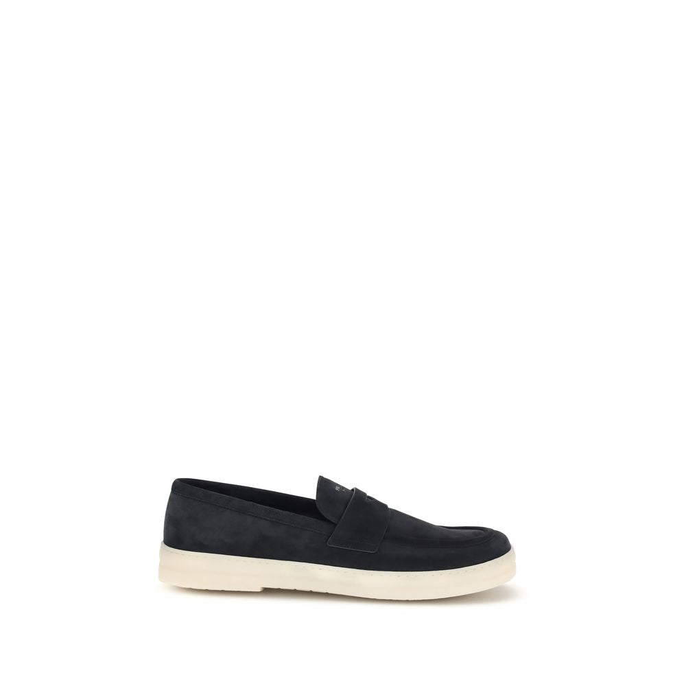 Blaue Leder-Slipper mit Logo-Detail