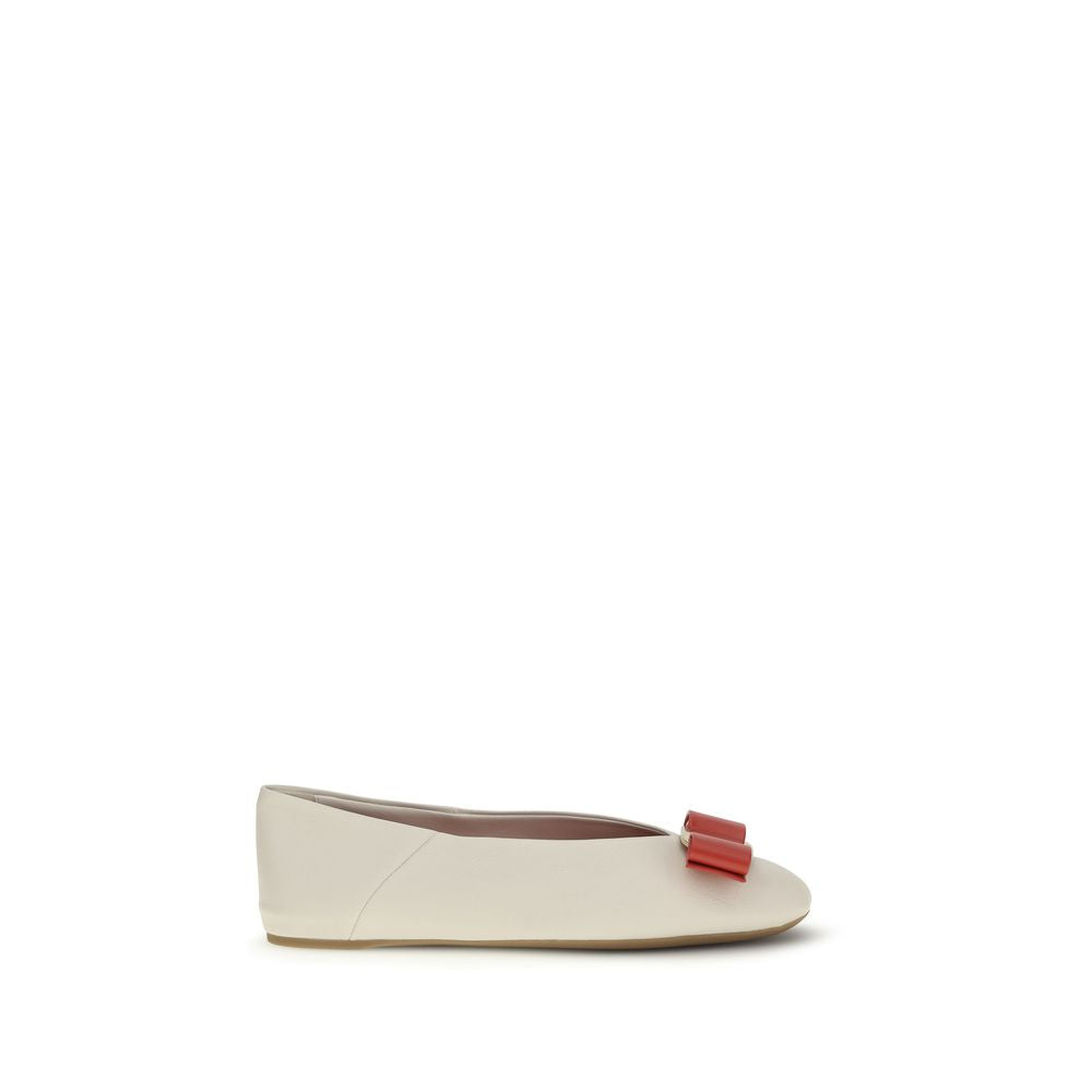 Weiße Leder Vara Schleifen Ballerinas
