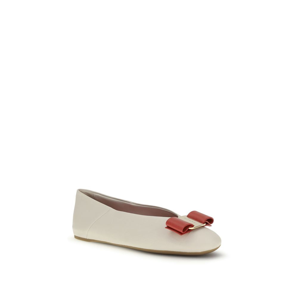 Weiße Leder Vara Schleifen Ballerinas