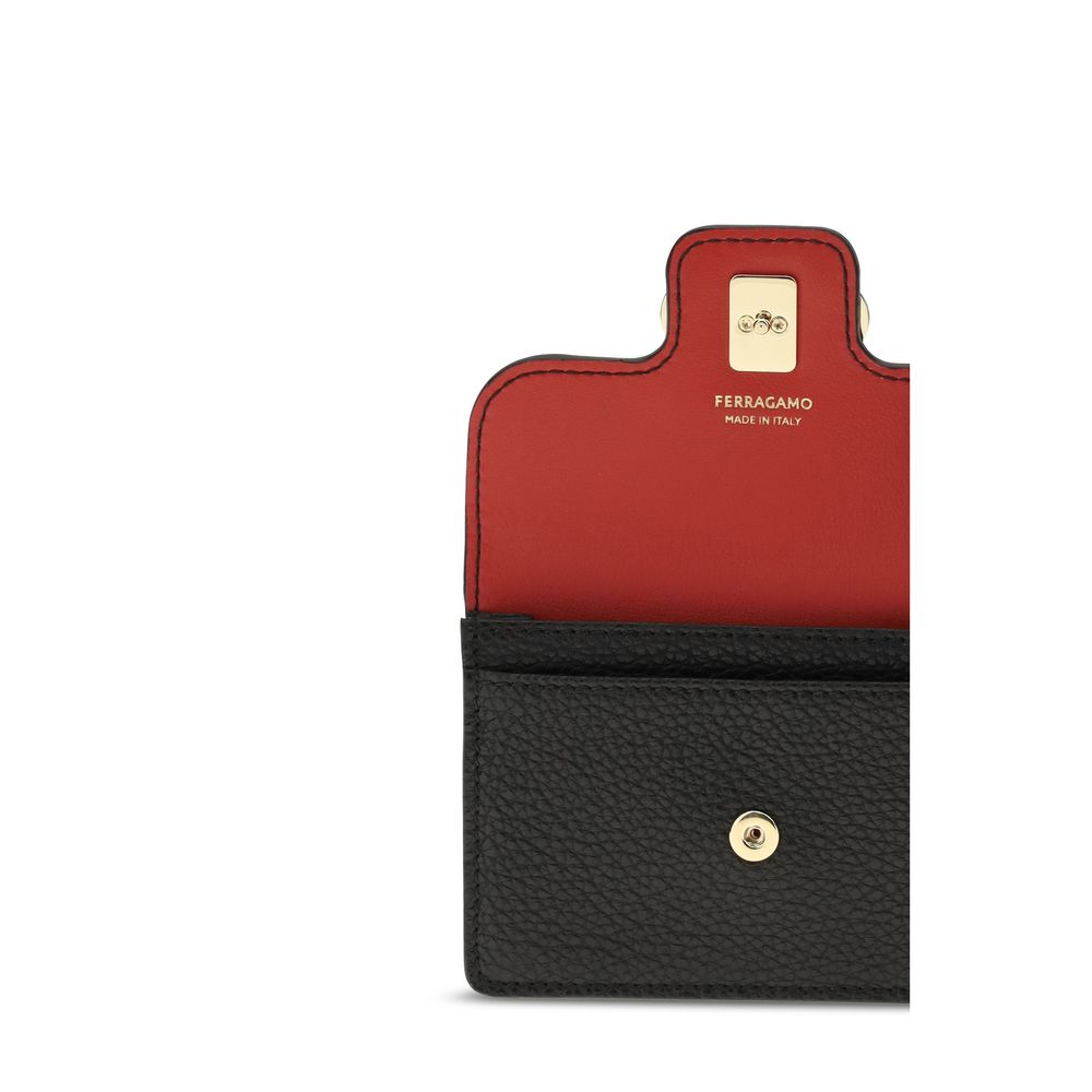 Portefeuille Ferragamo en cuir de veau noir Bos Taurus