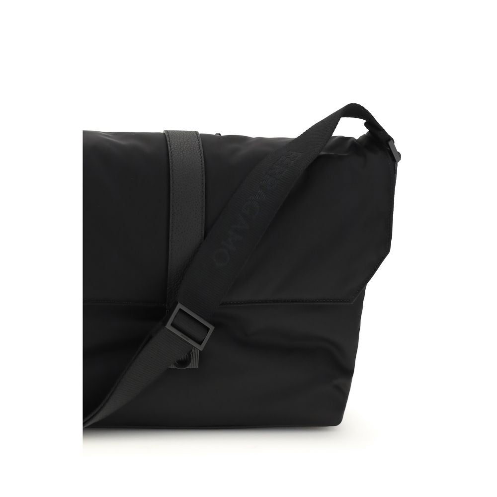 Black Synthetic Shoulder Bag with Signature Gancini Lock