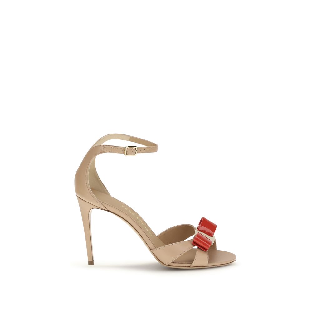 Beige Leder Vara Stiletto-Sandalen
