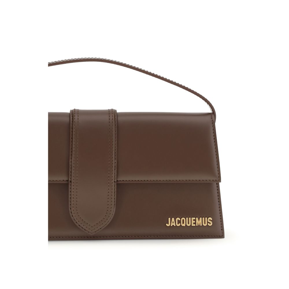 Brown Leather Calf Shoulder Bag with Magnetic Flap Closure