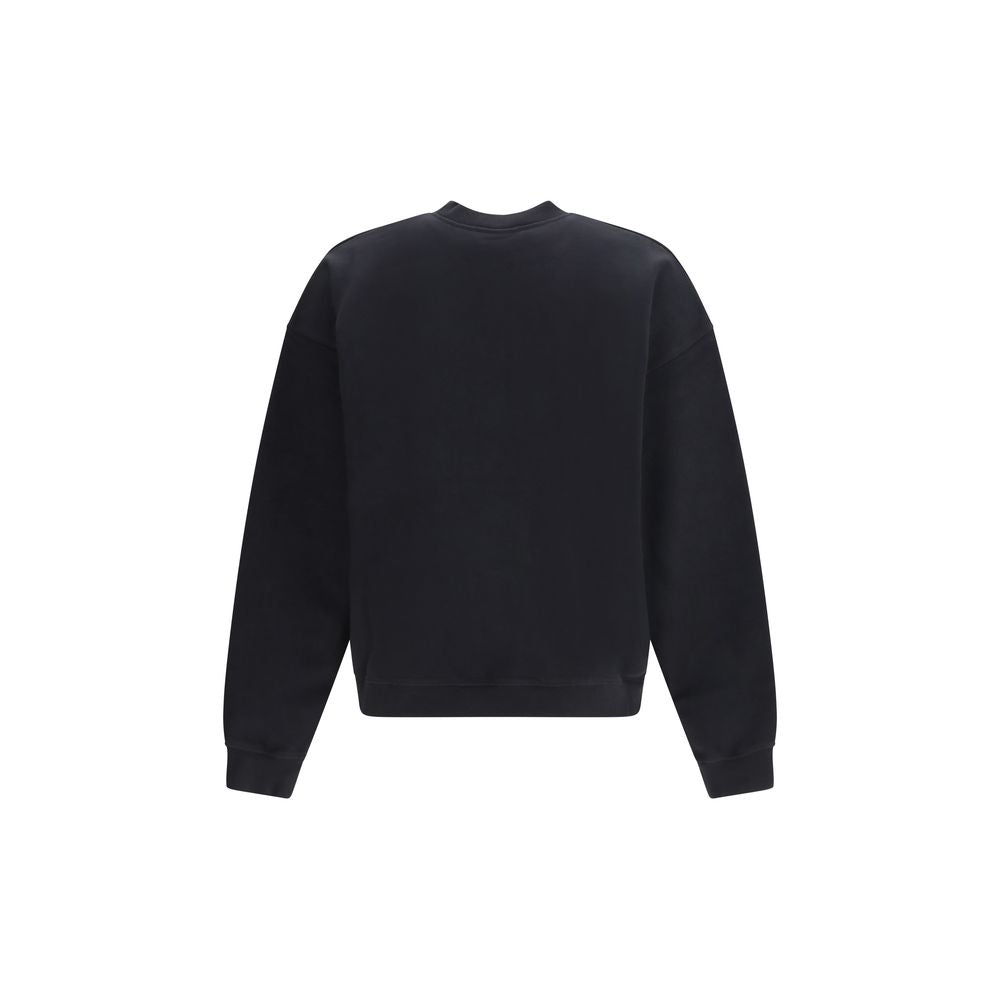 Black Cotton Crewneck Sweatshirt with Logo