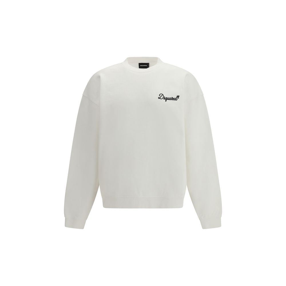Weißes Baumwoll-Sweatshirt mit Logo-Stickerei