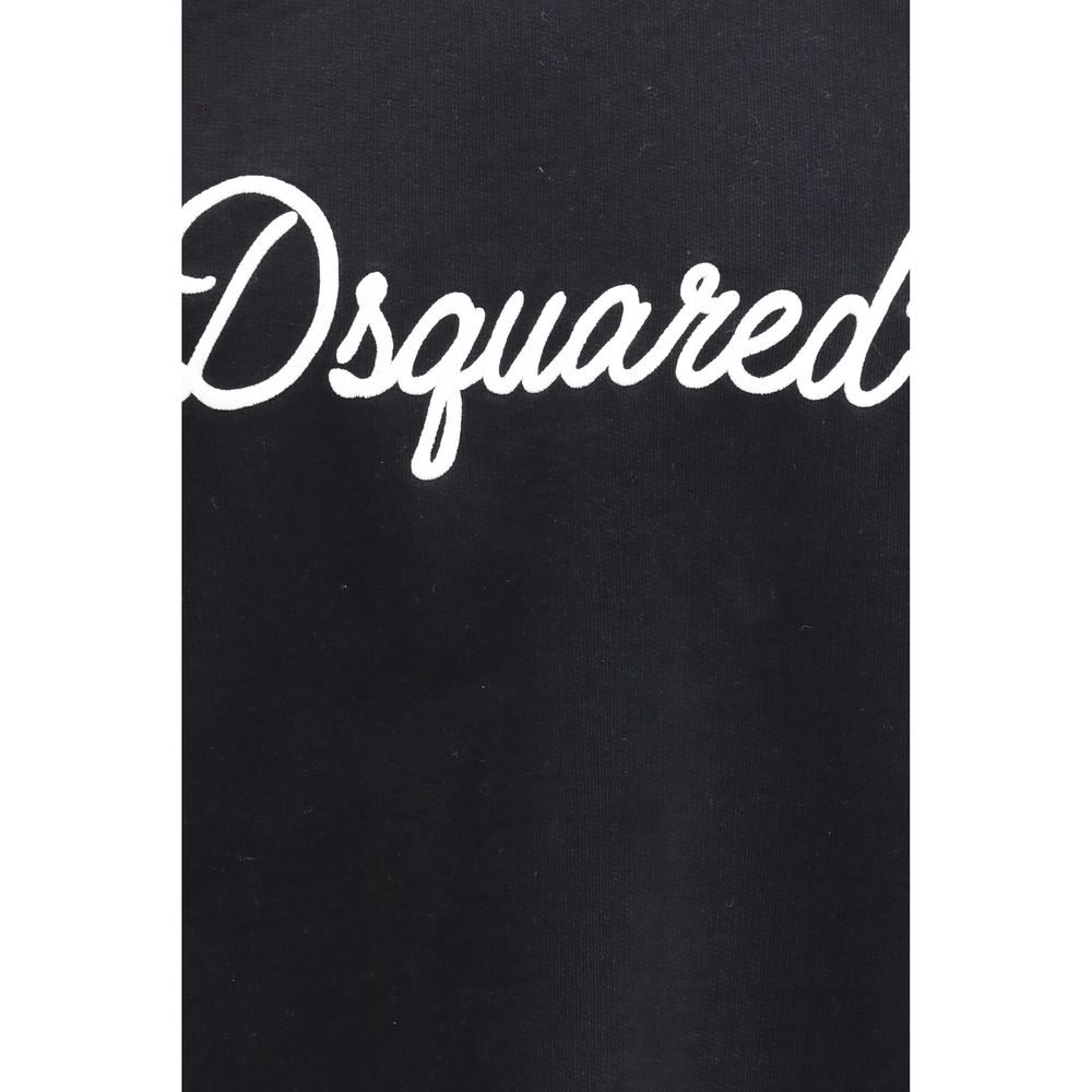 Black Cotton Crewneck Sweatshirt with Logo by Dsquared2