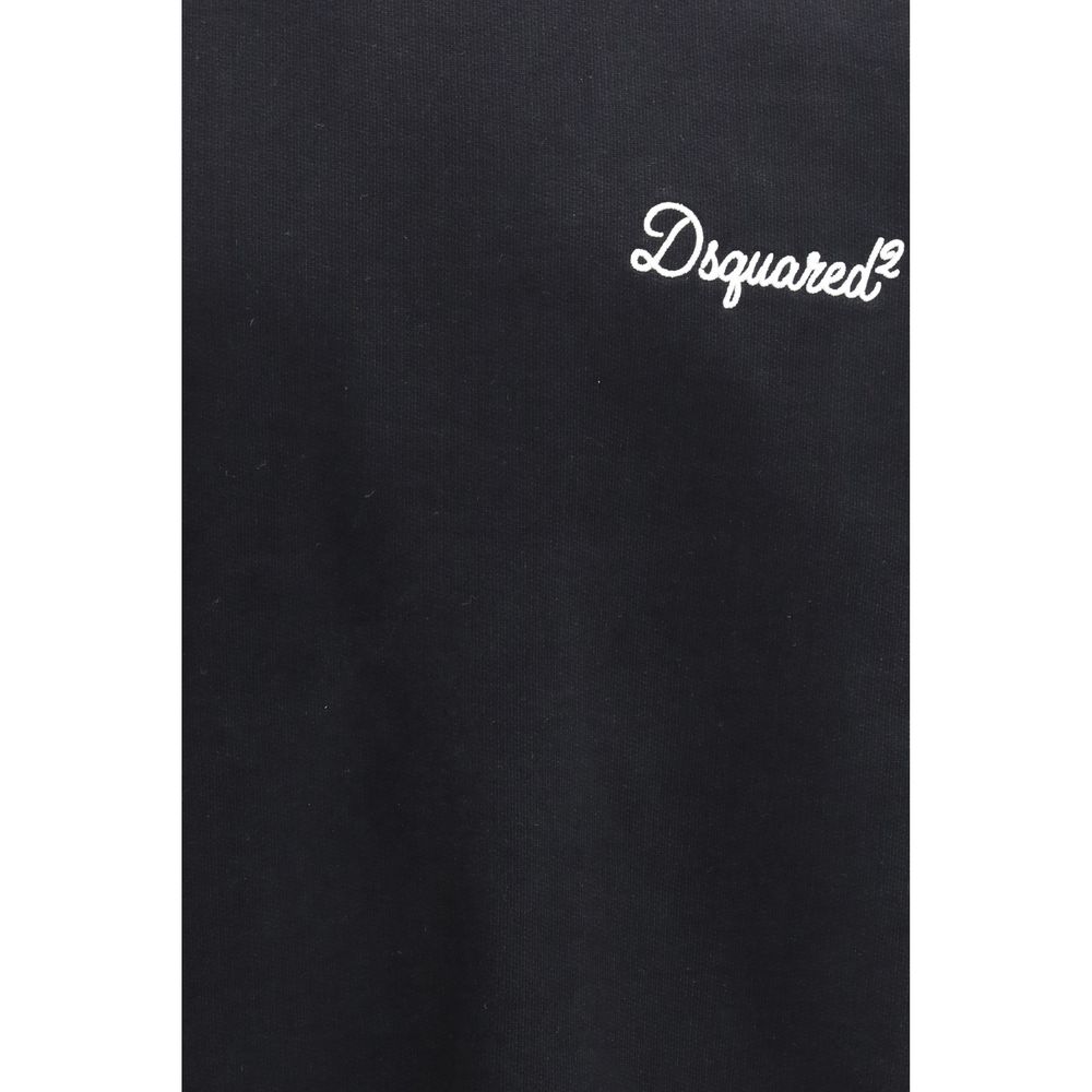 Black Cotton Sweatshirt with Logo Embroidery