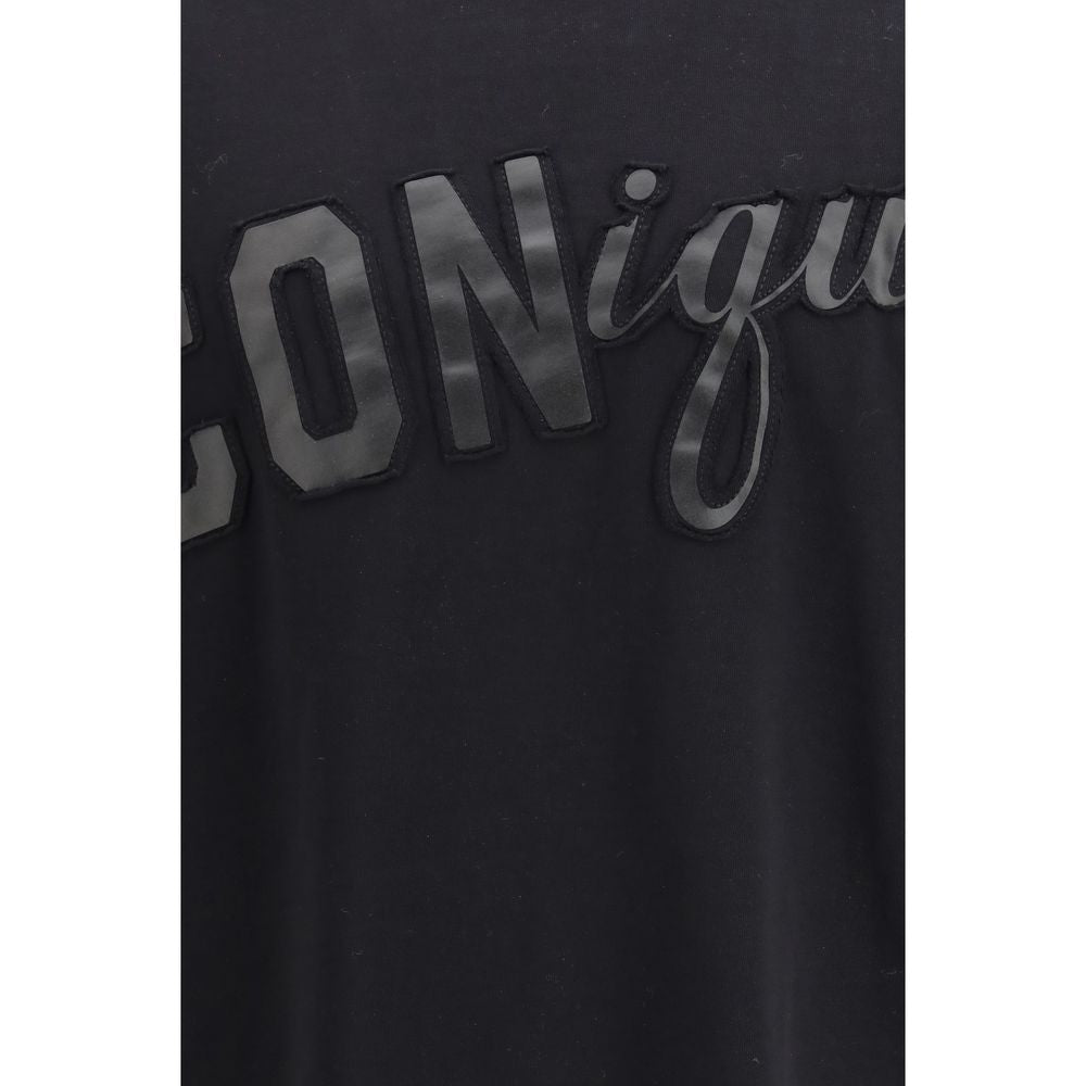 Black Cotton T-Shirt with Logo Print