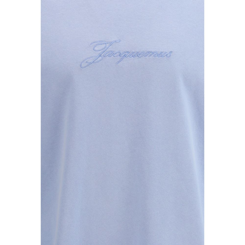 Blue Cotton Long Sleeve T-Shirt with Embroidered Logo