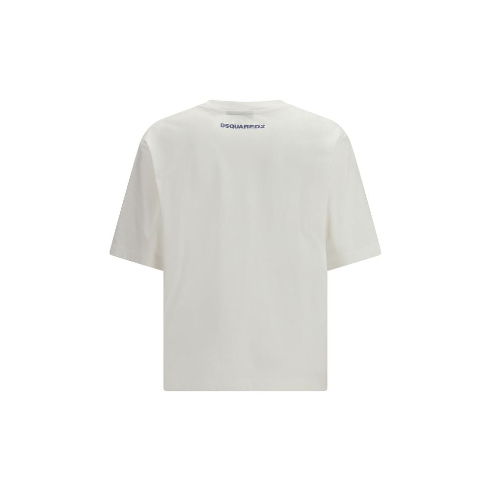 White Cotton T-Shirt with Bold Graphic Print