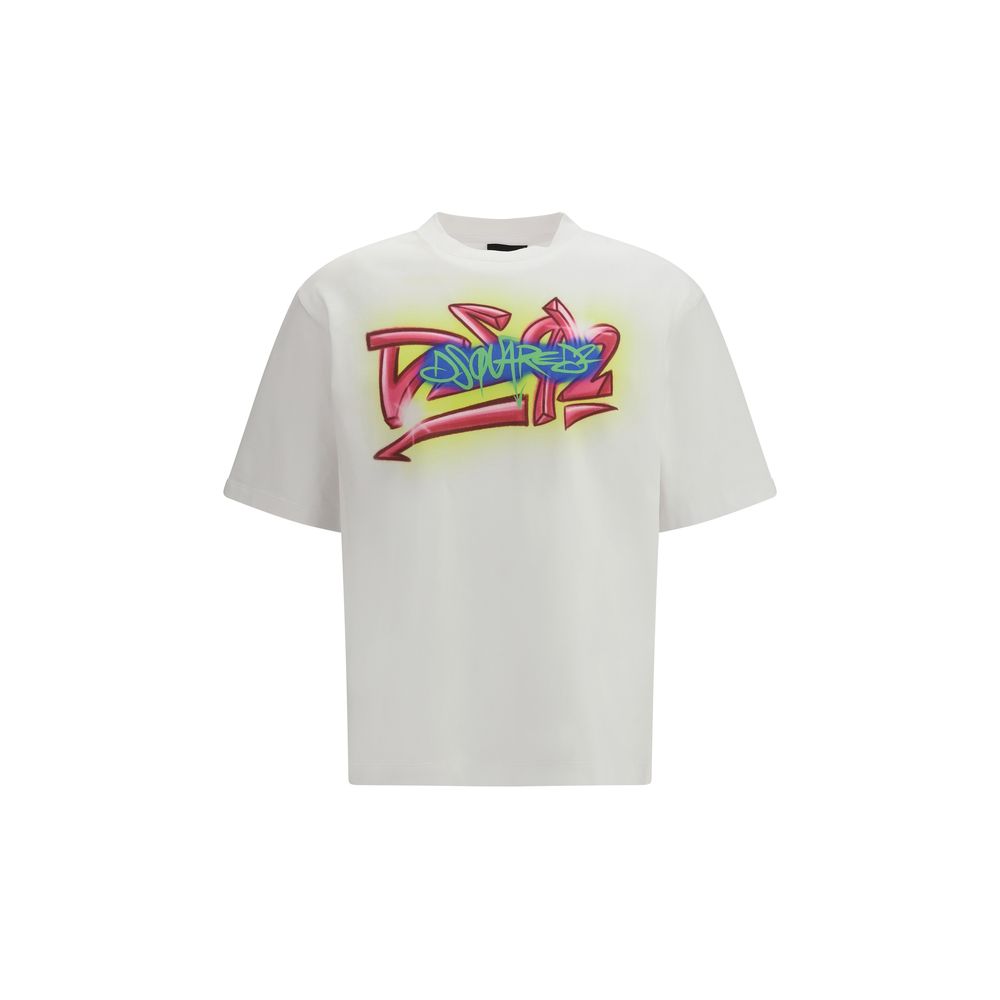White Cotton T-Shirt with Bold Graphic Print